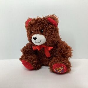 Christmas House Brown Teddy Bear Plush Red Accents Small Stuffed Animal Holiday